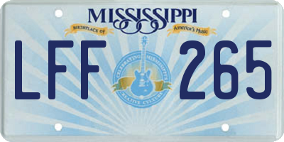 MS license plate LFF265