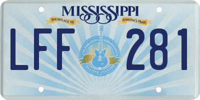 MS license plate LFF281