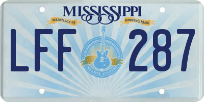 MS license plate LFF287