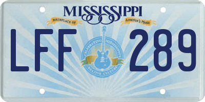 MS license plate LFF289