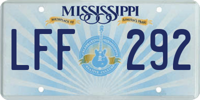 MS license plate LFF292