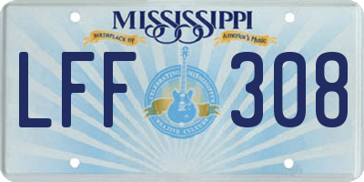 MS license plate LFF308