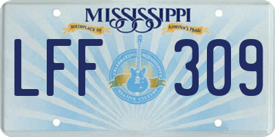 MS license plate LFF309