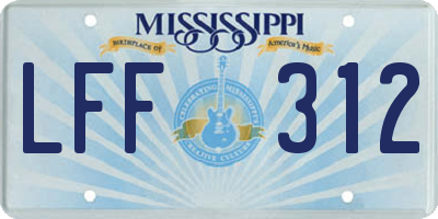 MS license plate LFF312