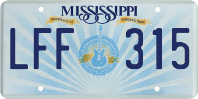 MS license plate LFF315