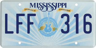 MS license plate LFF316