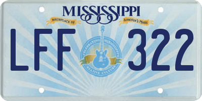 MS license plate LFF322
