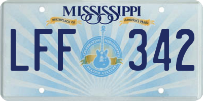 MS license plate LFF342