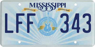 MS license plate LFF343