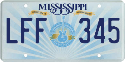 MS license plate LFF345