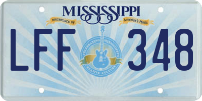 MS license plate LFF348