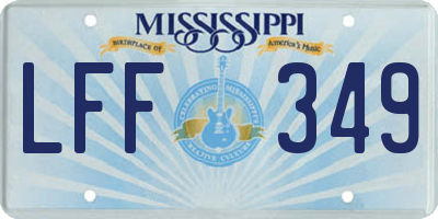 MS license plate LFF349