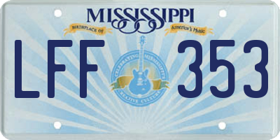MS license plate LFF353