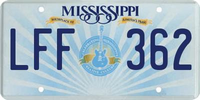 MS license plate LFF362