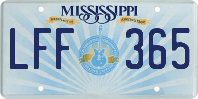 MS license plate LFF365