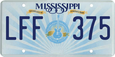 MS license plate LFF375