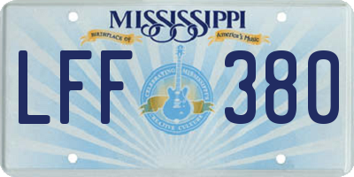 MS license plate LFF380