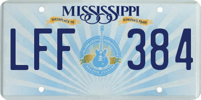 MS license plate LFF384