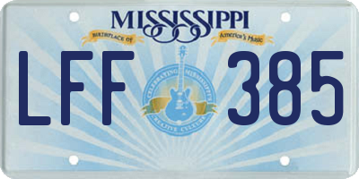 MS license plate LFF385