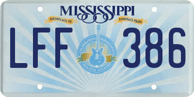 MS license plate LFF386