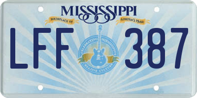 MS license plate LFF387