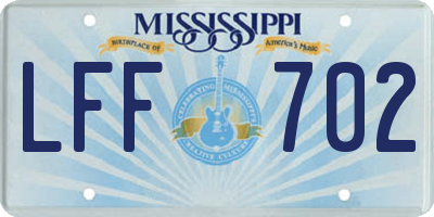 MS license plate LFF702