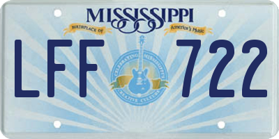 MS license plate LFF722