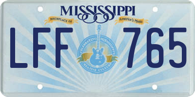 MS license plate LFF765