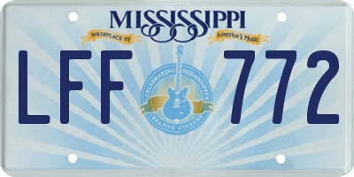 MS license plate LFF772