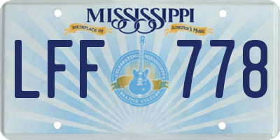 MS license plate LFF778