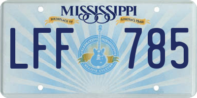 MS license plate LFF785