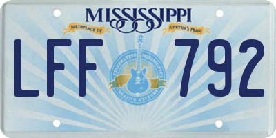 MS license plate LFF792