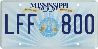 MS license plate LFF800