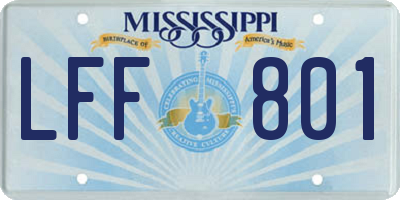 MS license plate LFF801