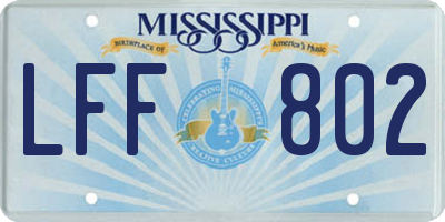 MS license plate LFF802