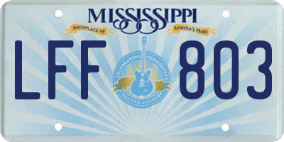 MS license plate LFF803