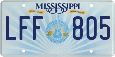 MS license plate LFF805