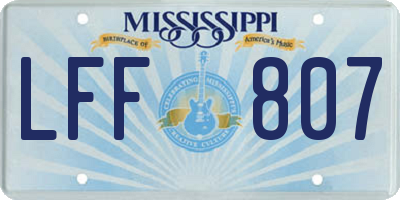 MS license plate LFF807