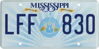 MS license plate LFF830