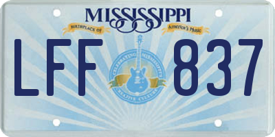 MS license plate LFF837