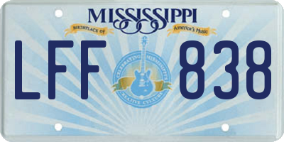 MS license plate LFF838