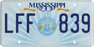 MS license plate LFF839