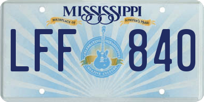 MS license plate LFF840