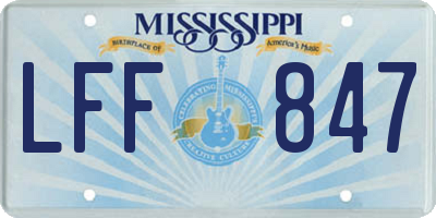 MS license plate LFF847