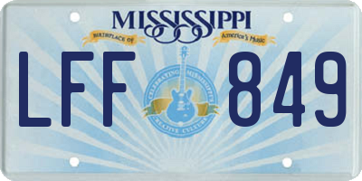MS license plate LFF849