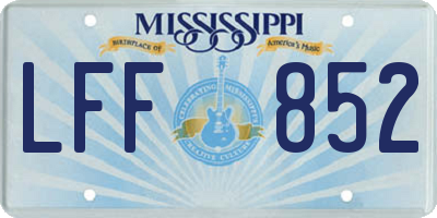 MS license plate LFF852