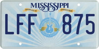 MS license plate LFF875