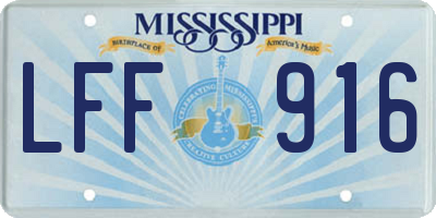 MS license plate LFF916