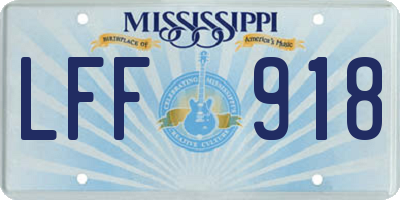MS license plate LFF918