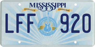 MS license plate LFF920